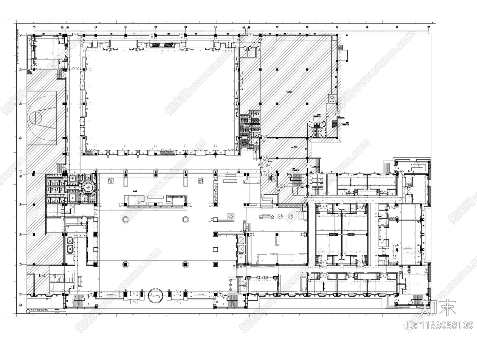 五星级酒店大堂餐厅会议室cad施工图下载【ID:1133958109】