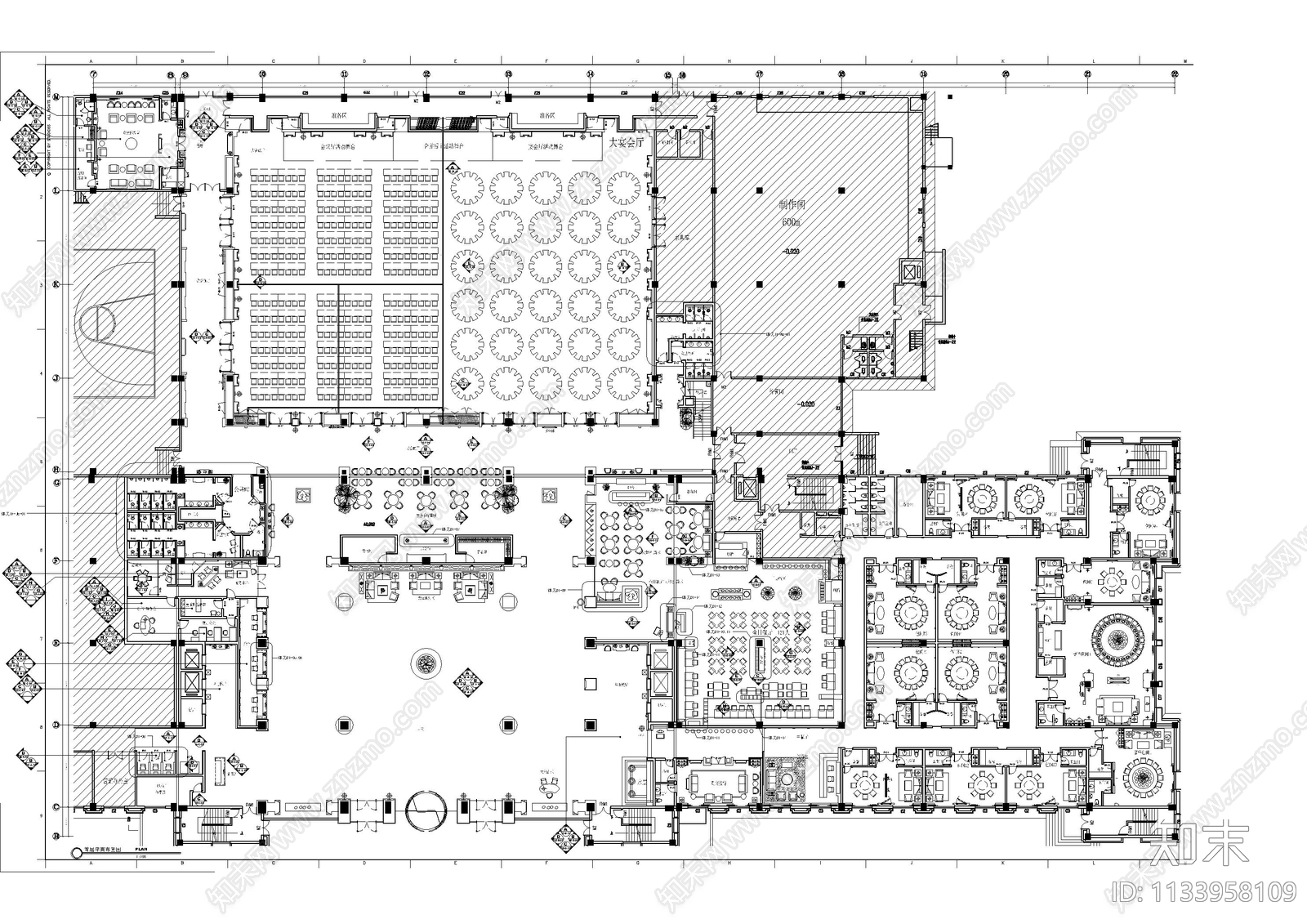 五星级酒店大堂餐厅会议室施工图下载【ID:1133958109】