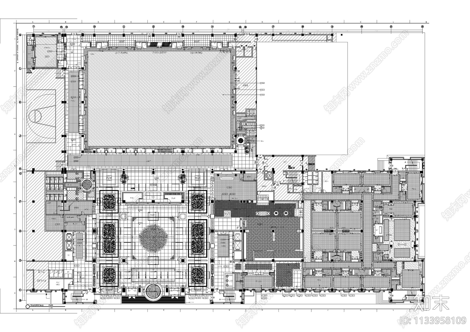 五星级酒店大堂餐厅会议室cad施工图下载【ID:1133958109】