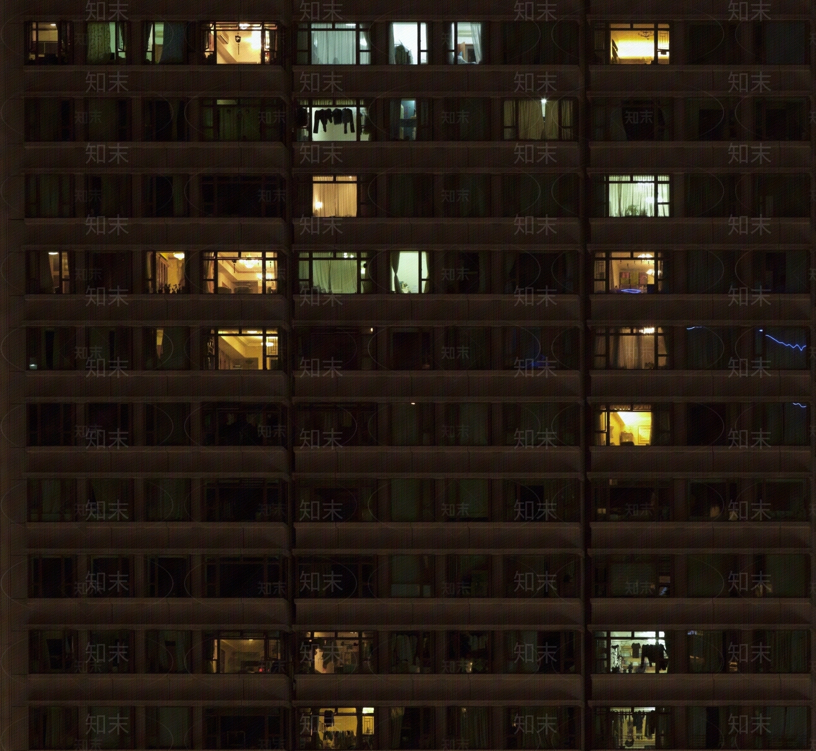 建筑外立面窗户夜景贴图下载【ID:1133959403】