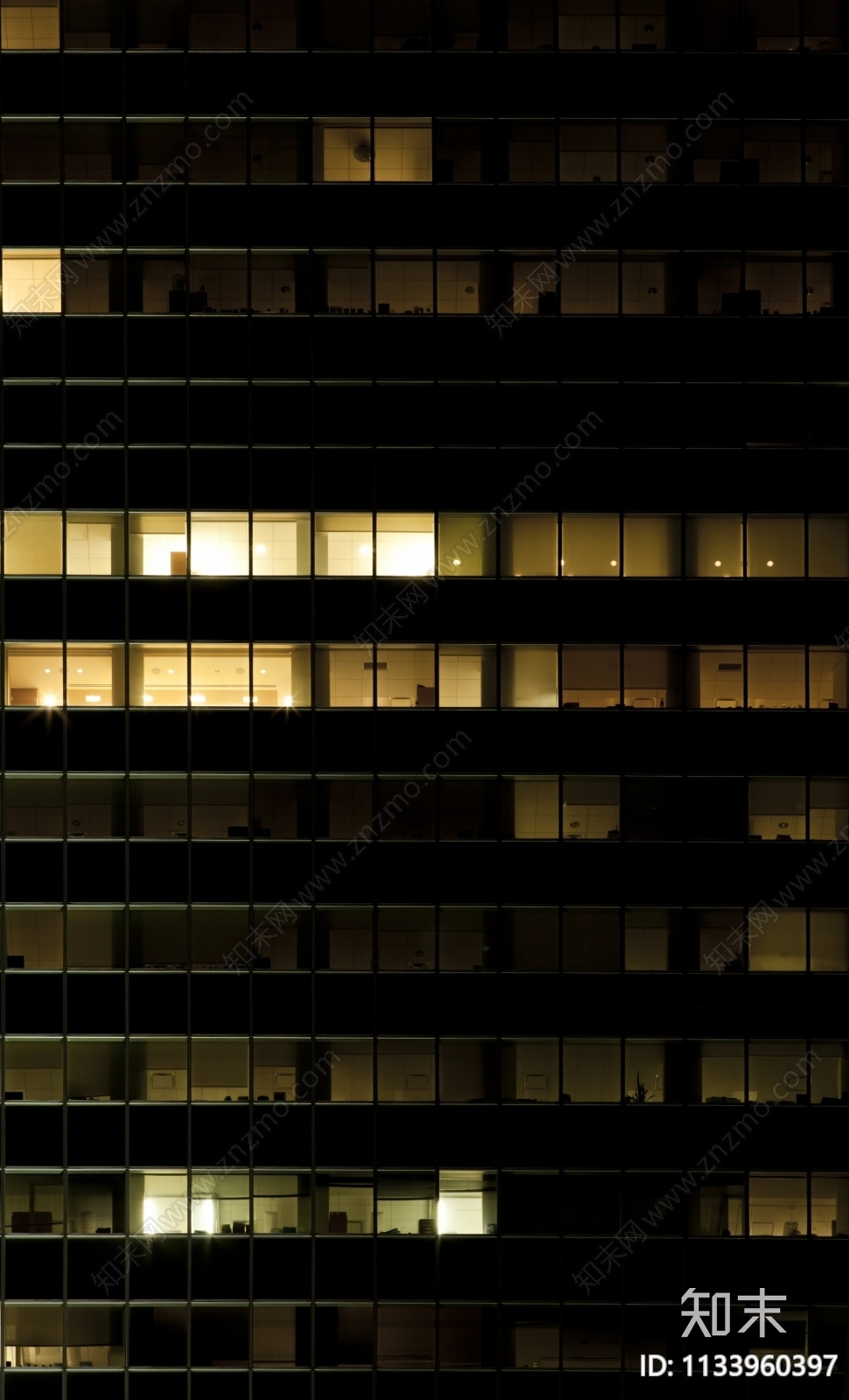 现代建筑外立面窗户夜景贴图下载【ID:1133960397】