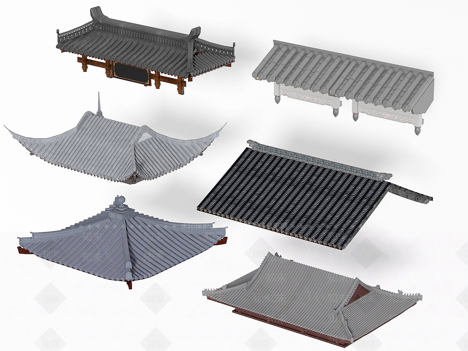 中式屋檐3D模型下载【ID:1133963237】