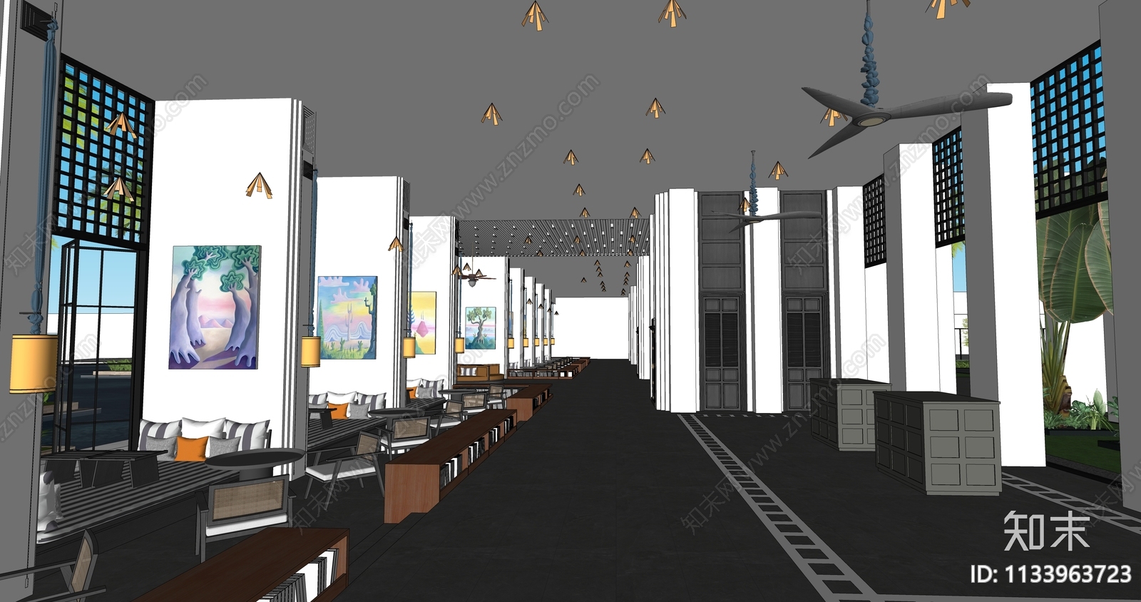 现代酒店大堂SU模型下载【ID:1133963723】