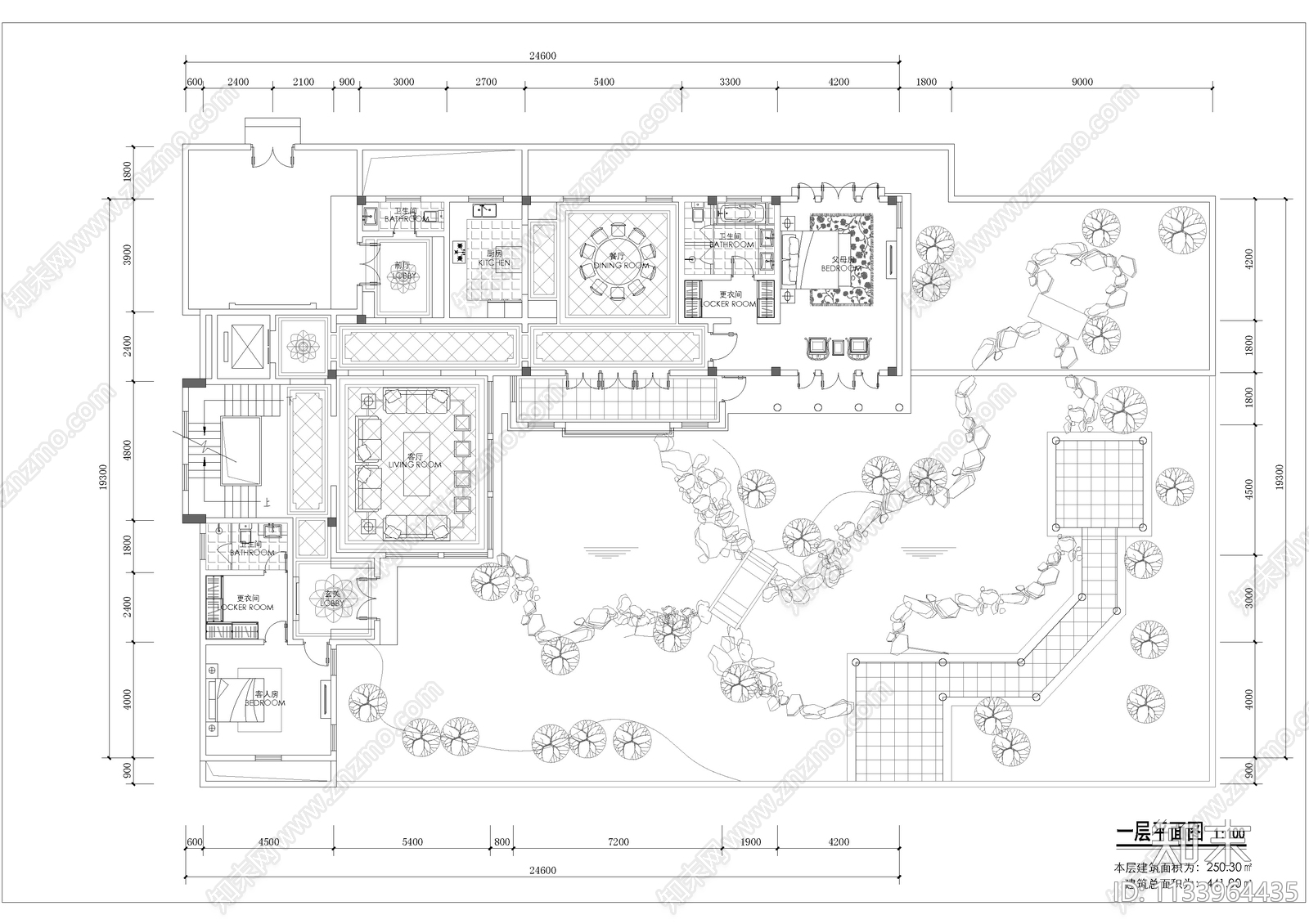 庭院景观平面图cad施工图下载【ID:1133964435】