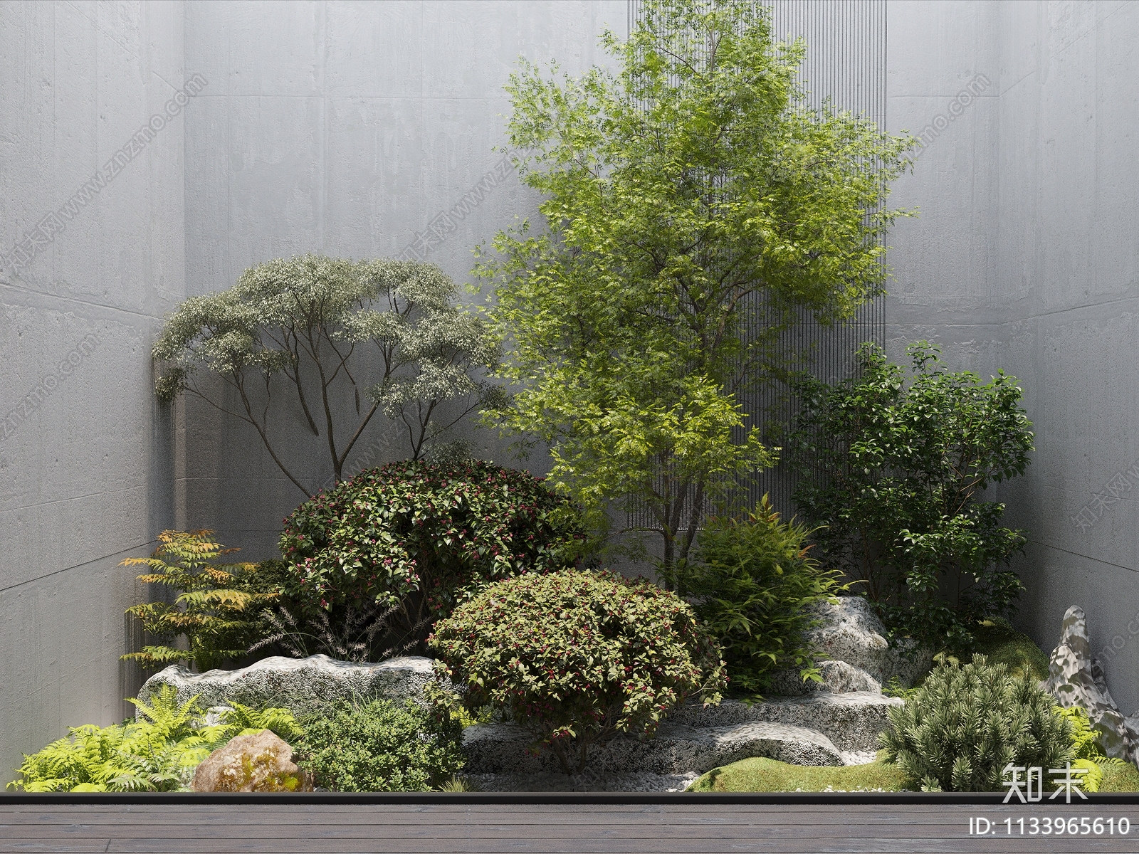 现代植物堆3D模型下载【ID:1133965610】