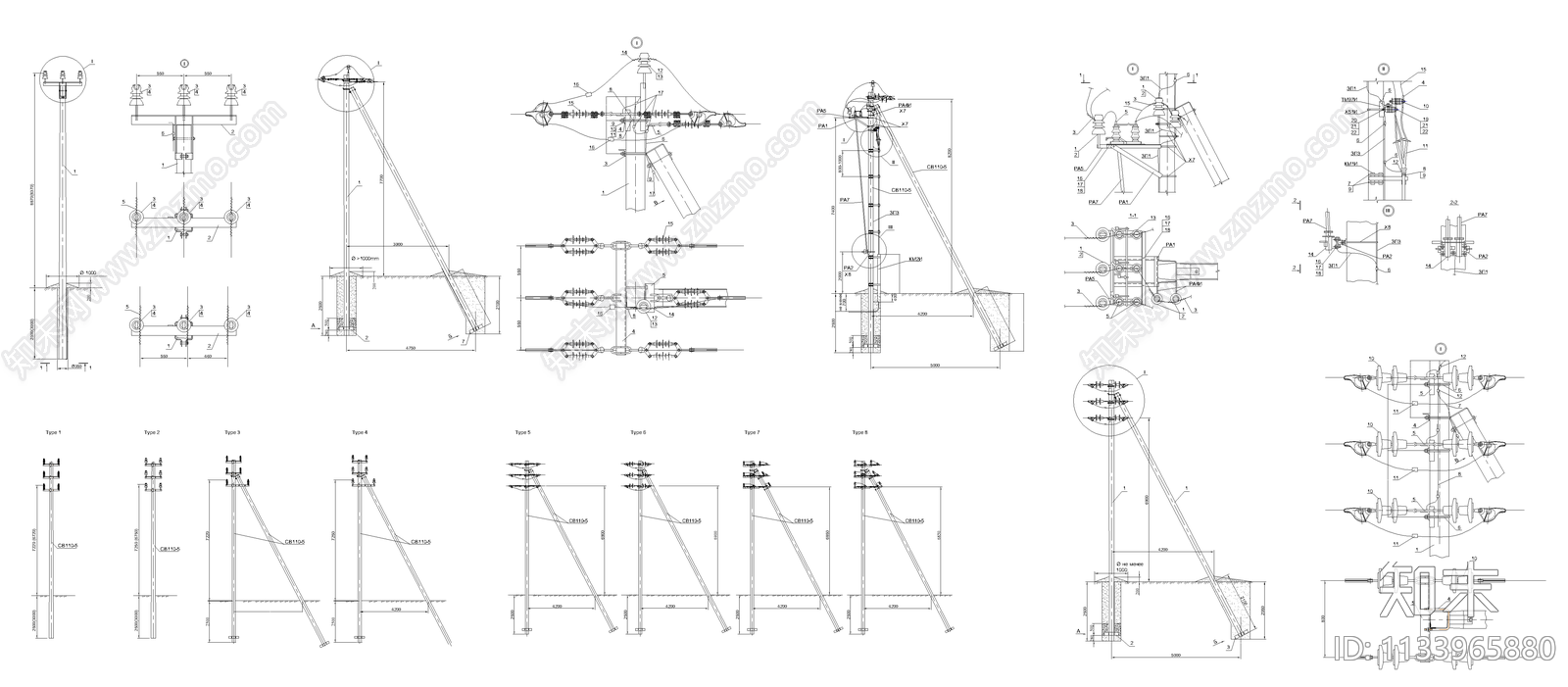 电线杆施工图下载【ID:1133965880】