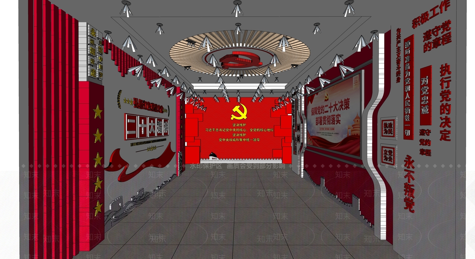 现代党建展厅SU模型下载【ID:1133965852】