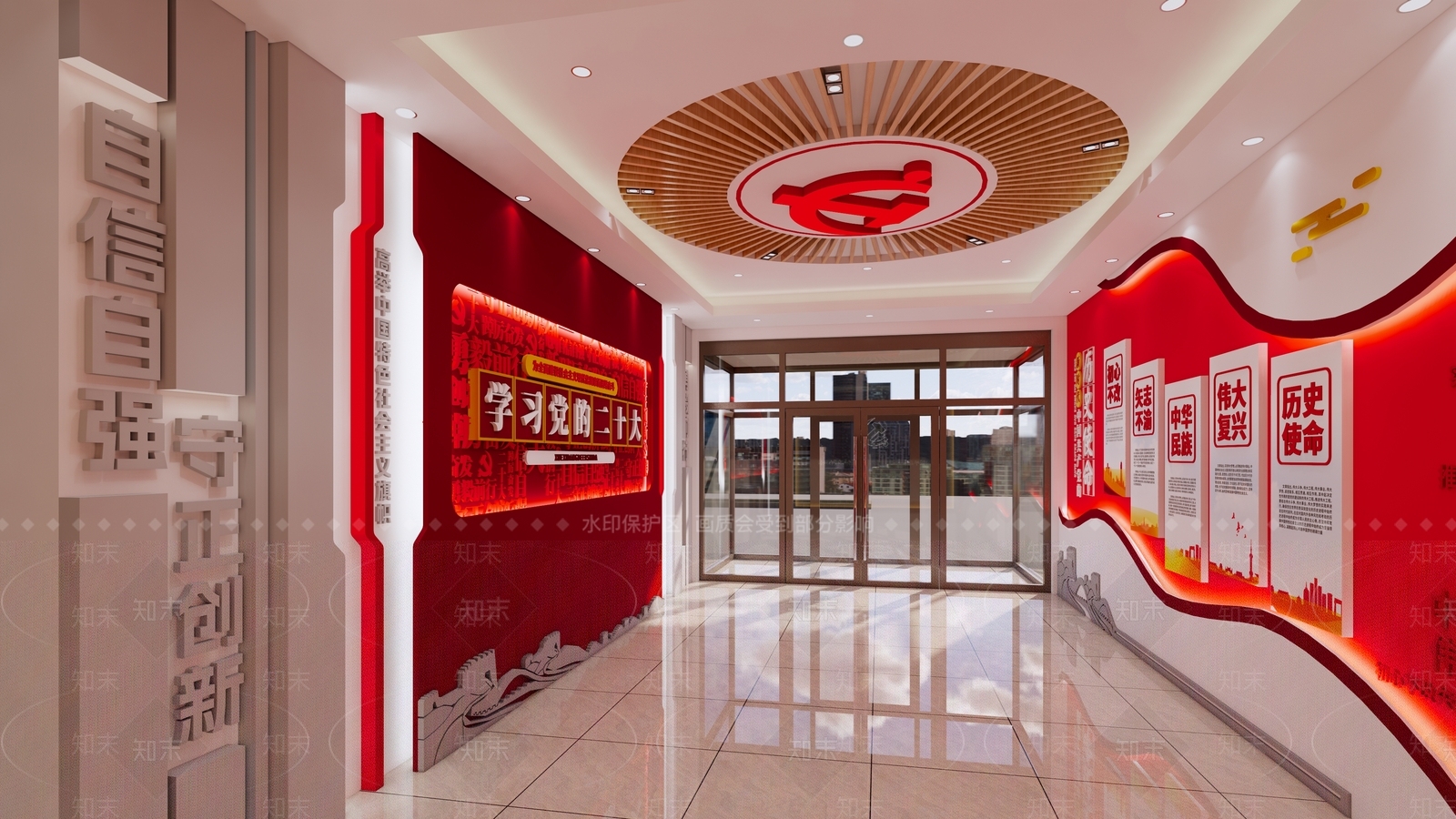现代党建展厅SU模型下载【ID:1133966145】