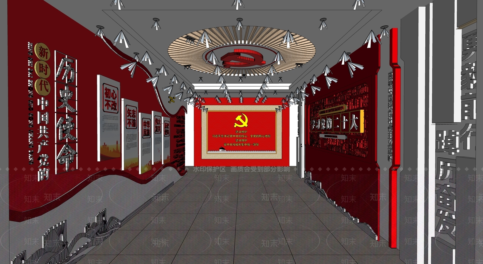 现代党建展厅SU模型下载【ID:1133966145】