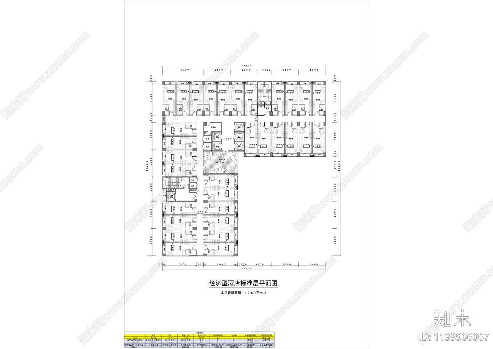 经济型酒店公寓平面图布置cad施工图下载【ID:1133966067】