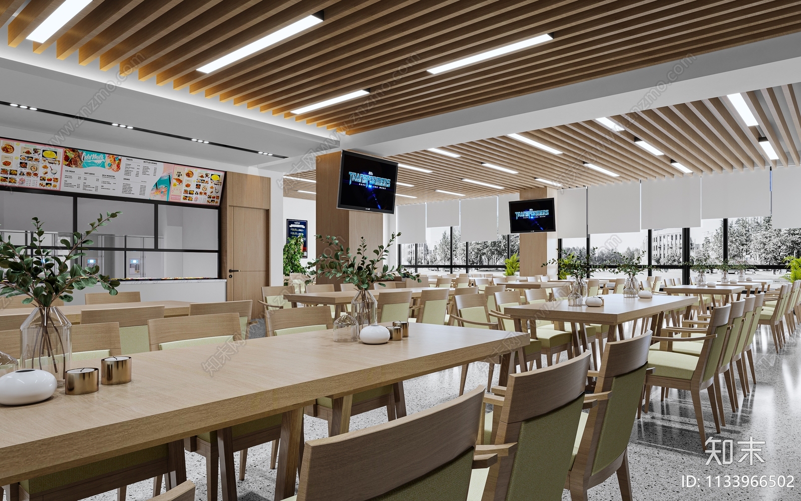 现代员工食堂3D模型下载【ID:1133966502】