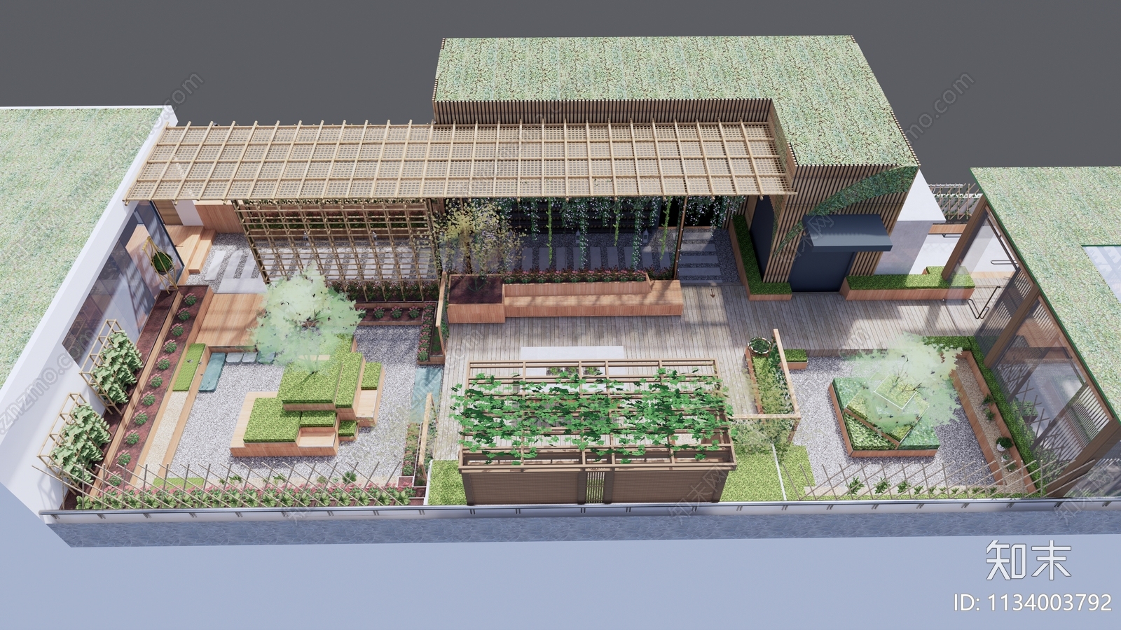 现代屋顶花园SU模型精品下载_SketchUp模型_知末网