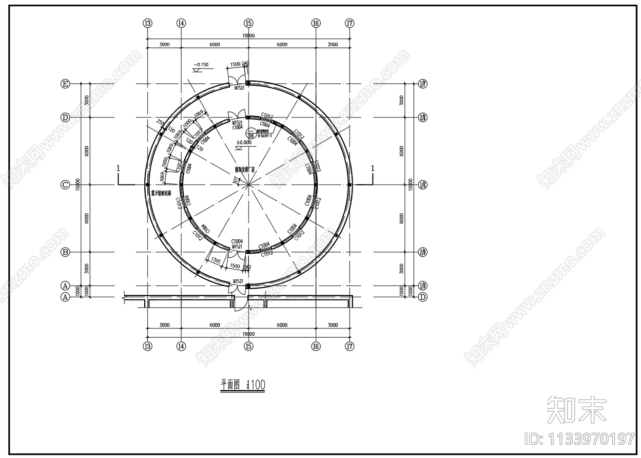 轻钢架结构蒙古包建筑图cad施工图下载【ID:1133970197】