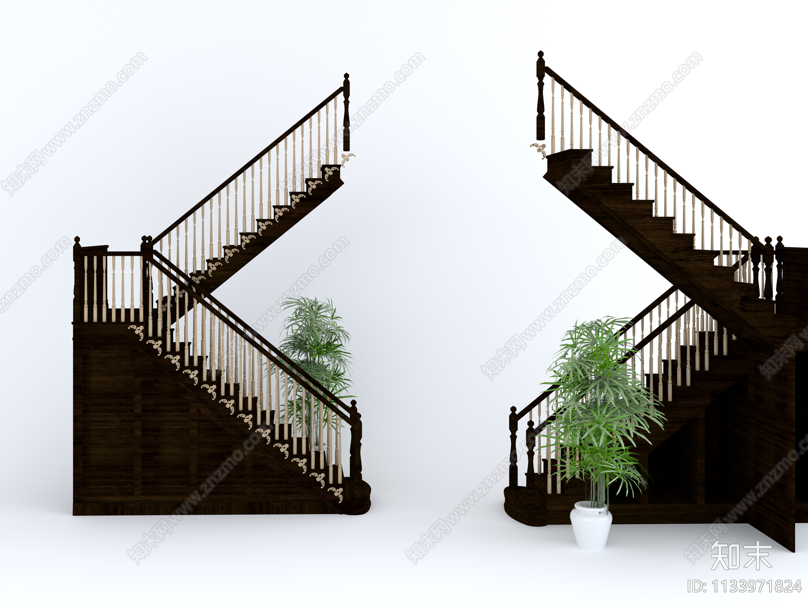 欧式楼梯SU模型下载【ID:1133971824】