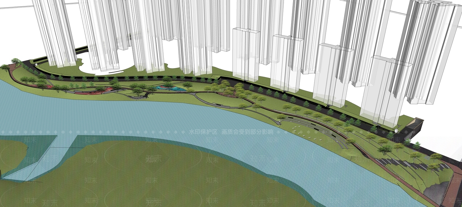 现代景观公园SU模型下载【ID:1133971903】