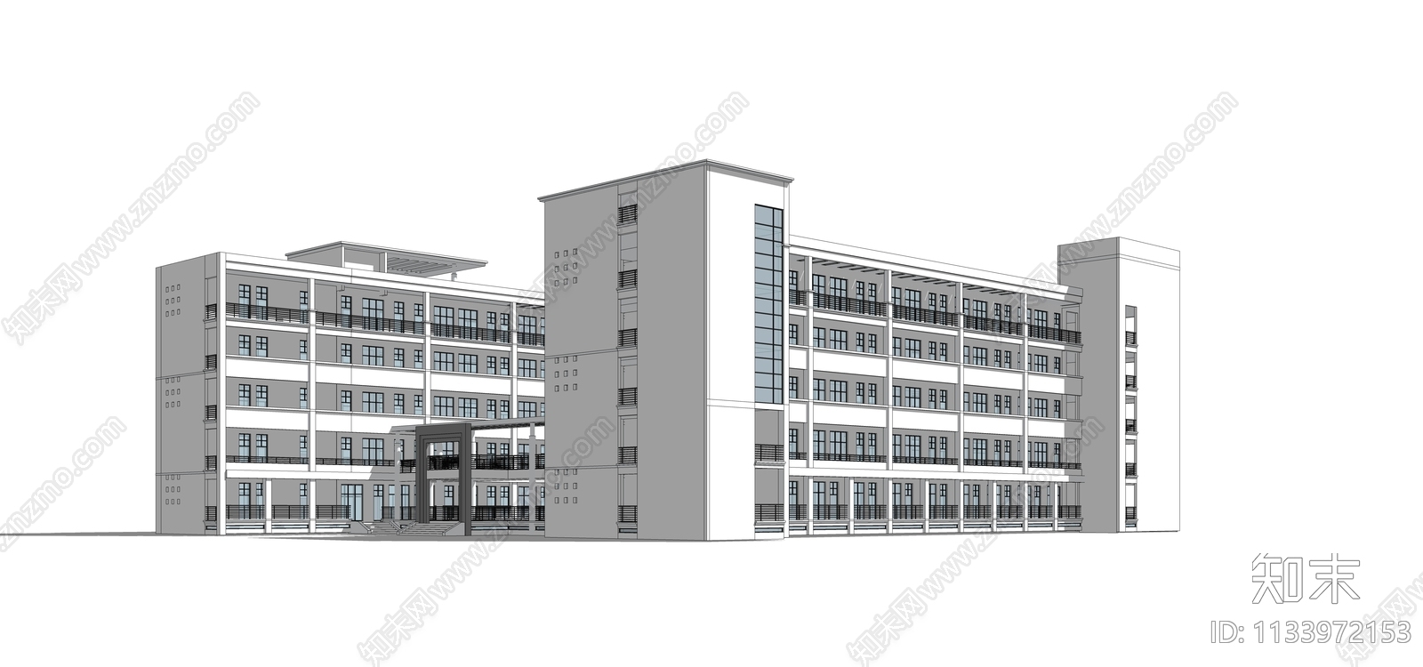 现代学校教学楼SU模型下载【ID:1133972153】