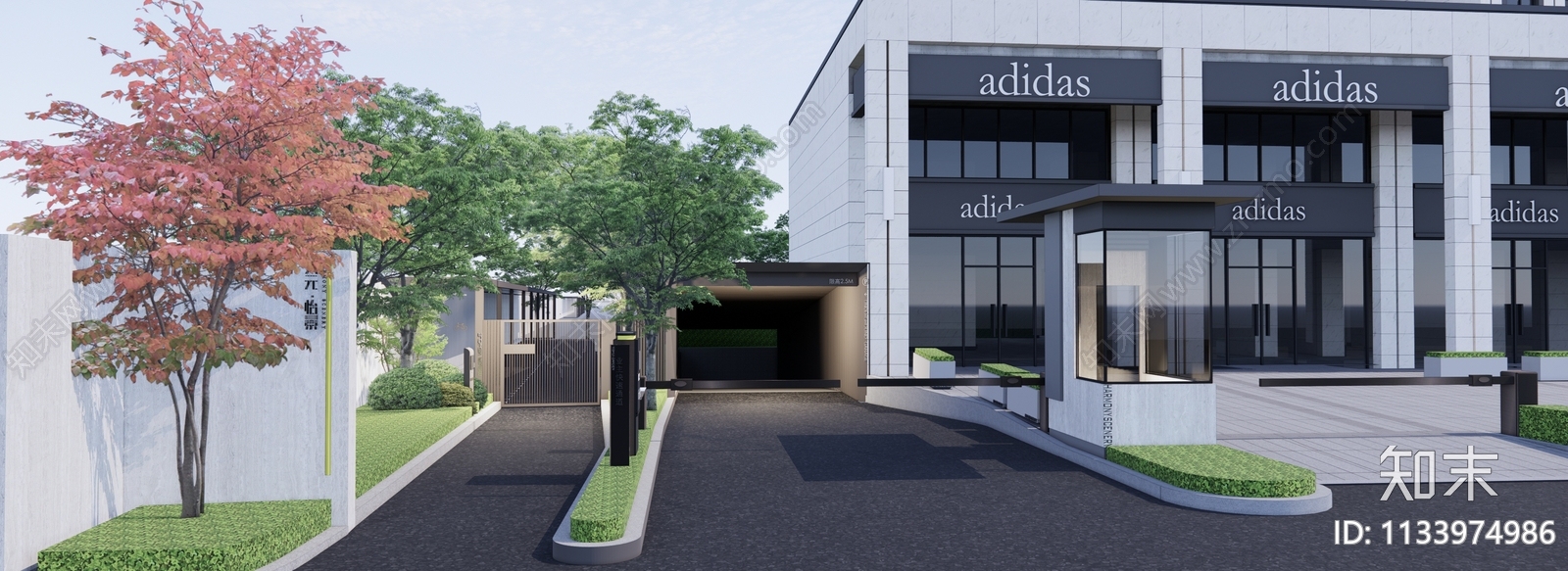 现代小区次入口岗亭车库顶棚SU模型下载【ID:1133974986】