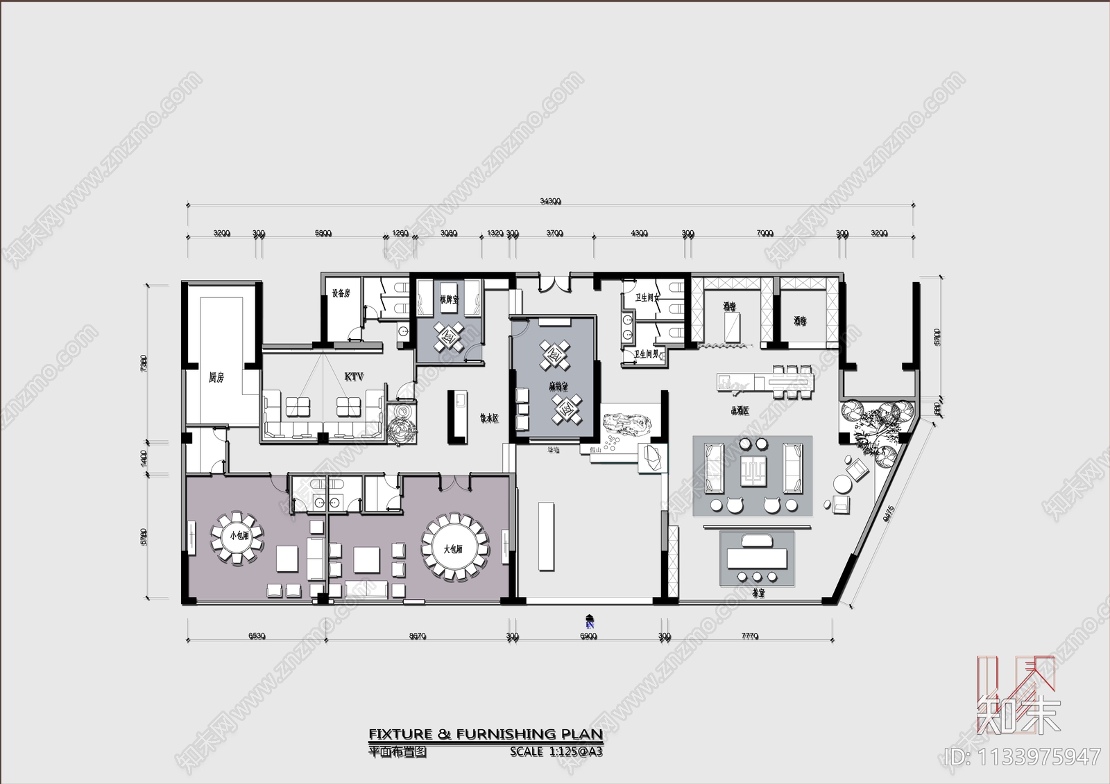 会所平面布置图施工图下载【ID:1133975947】