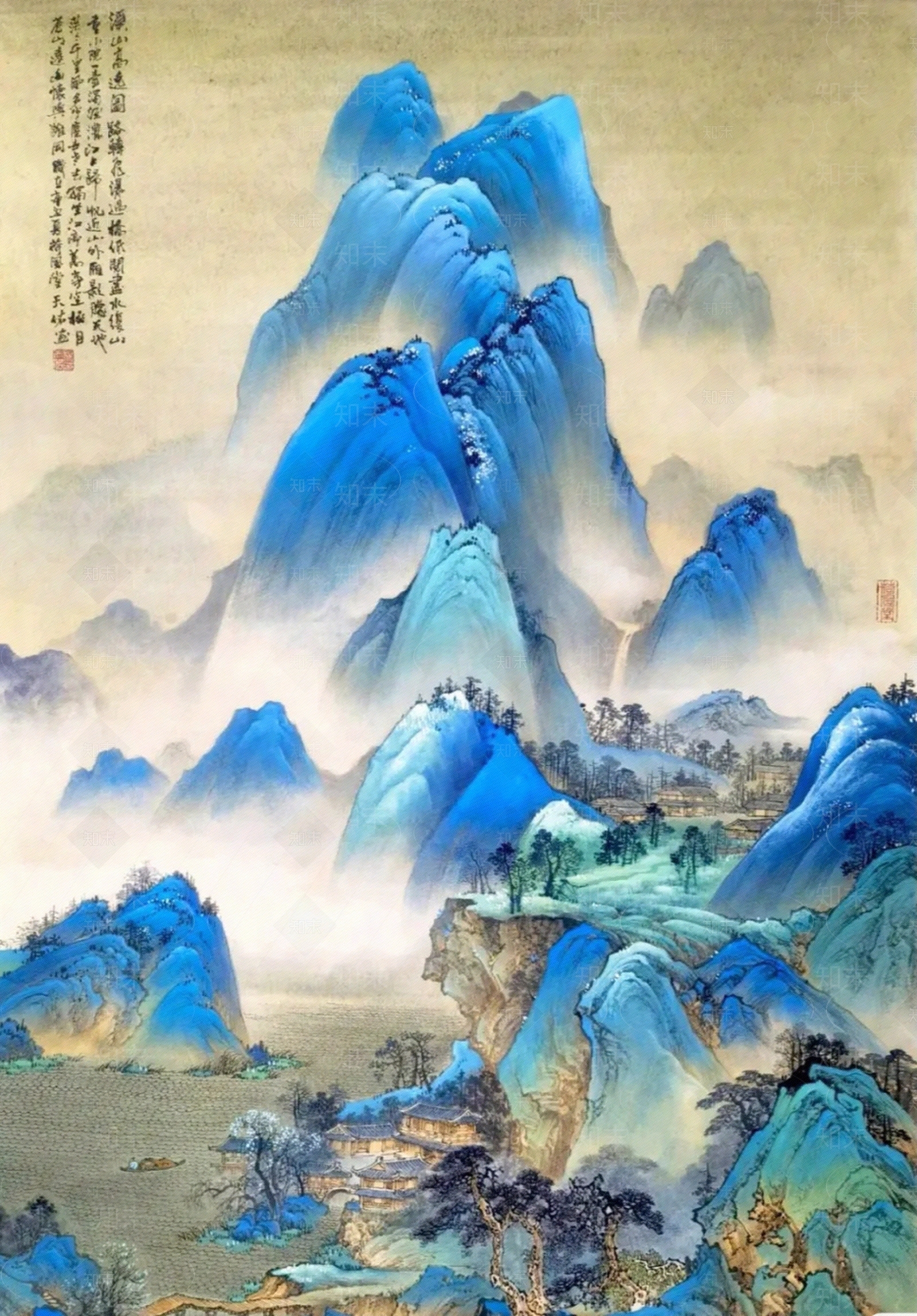 中式山水画贴图下载【ID:1133981954】_【知末网贴图库】