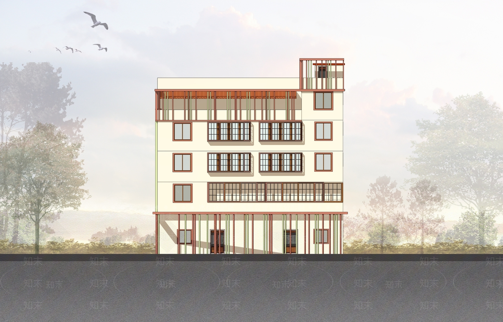 现代多层住宅SU模型下载【ID:1134222655】