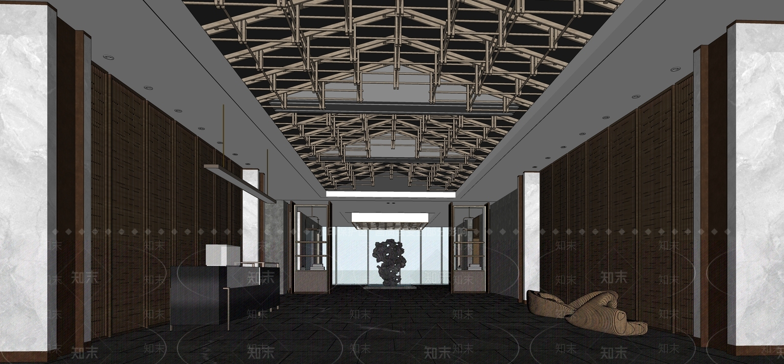 现代公司大堂SU模型下载【ID:1133992060】
