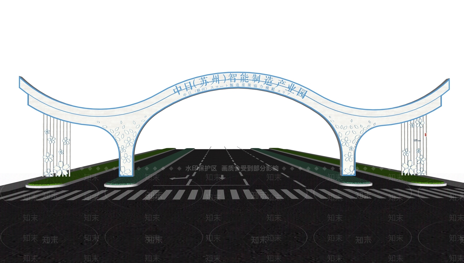 现代景观入口大门SU模型下载【ID:1133992232】
