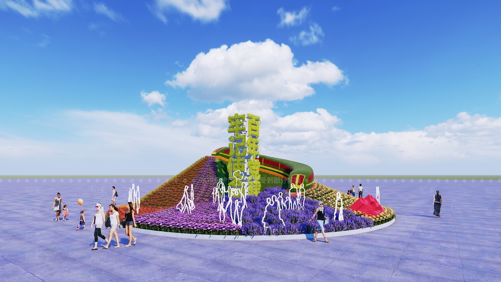 现代绿雕立体花坛SU模型下载【ID:1133995863】