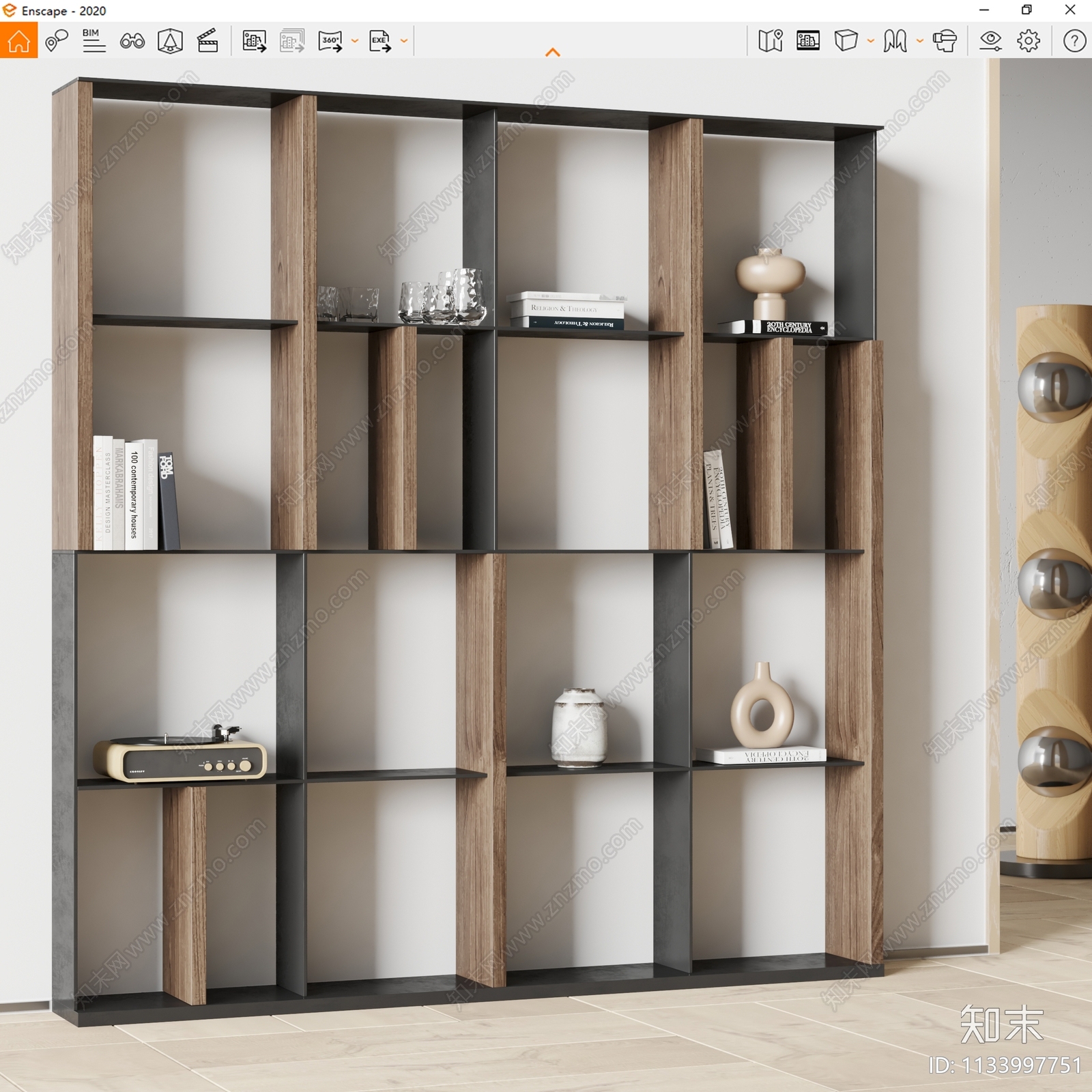 现代书架SU模型下载【ID:1133997751】