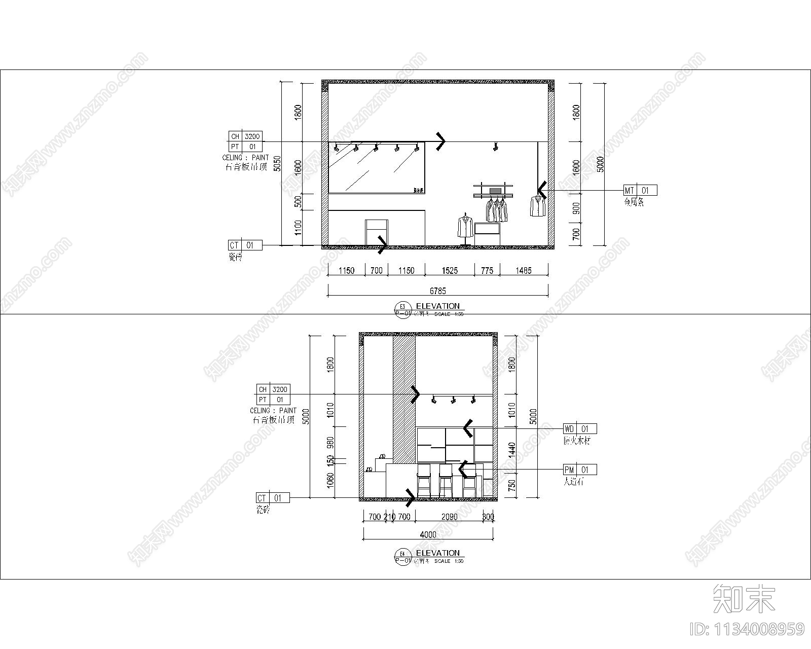 服装店cad施工图下载【ID:1134008959】