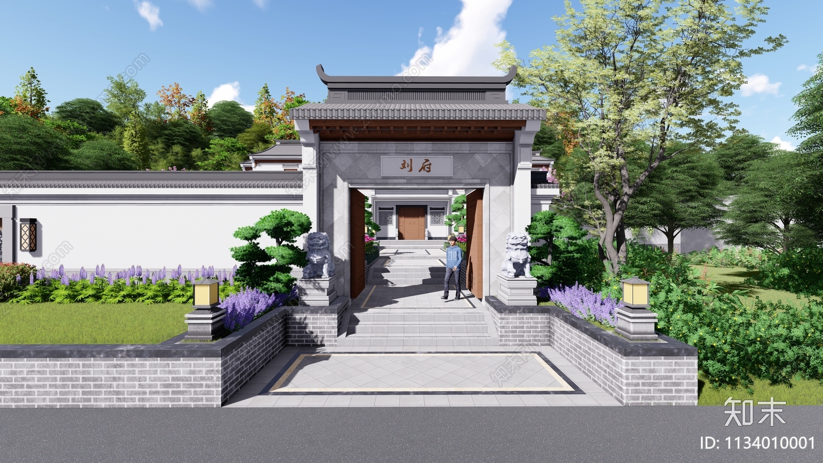 新中式乡村庭院SU模型下载【ID:1134010001】