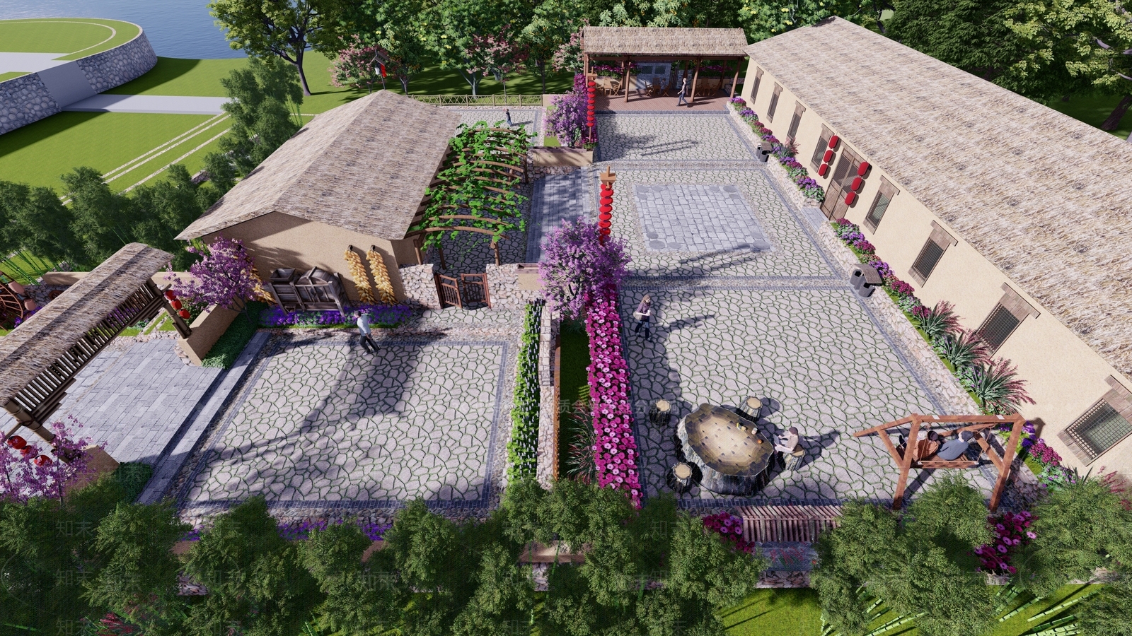 现代乡村庭院SU模型下载【ID:1134010336】