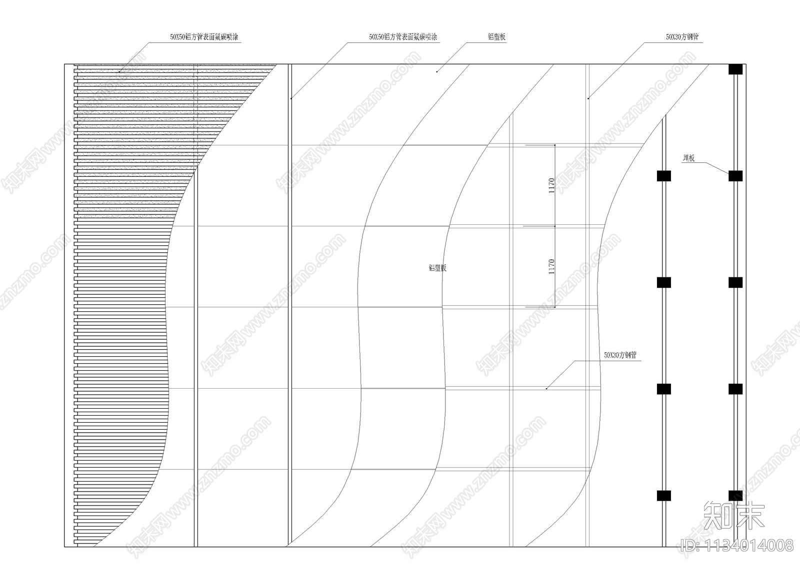 干挂铝塑板复合铝板节点施工图下载【ID:1134014008】