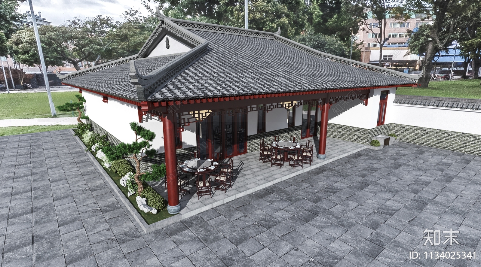 中式中餐厅3D模型下载【ID:1134025341】