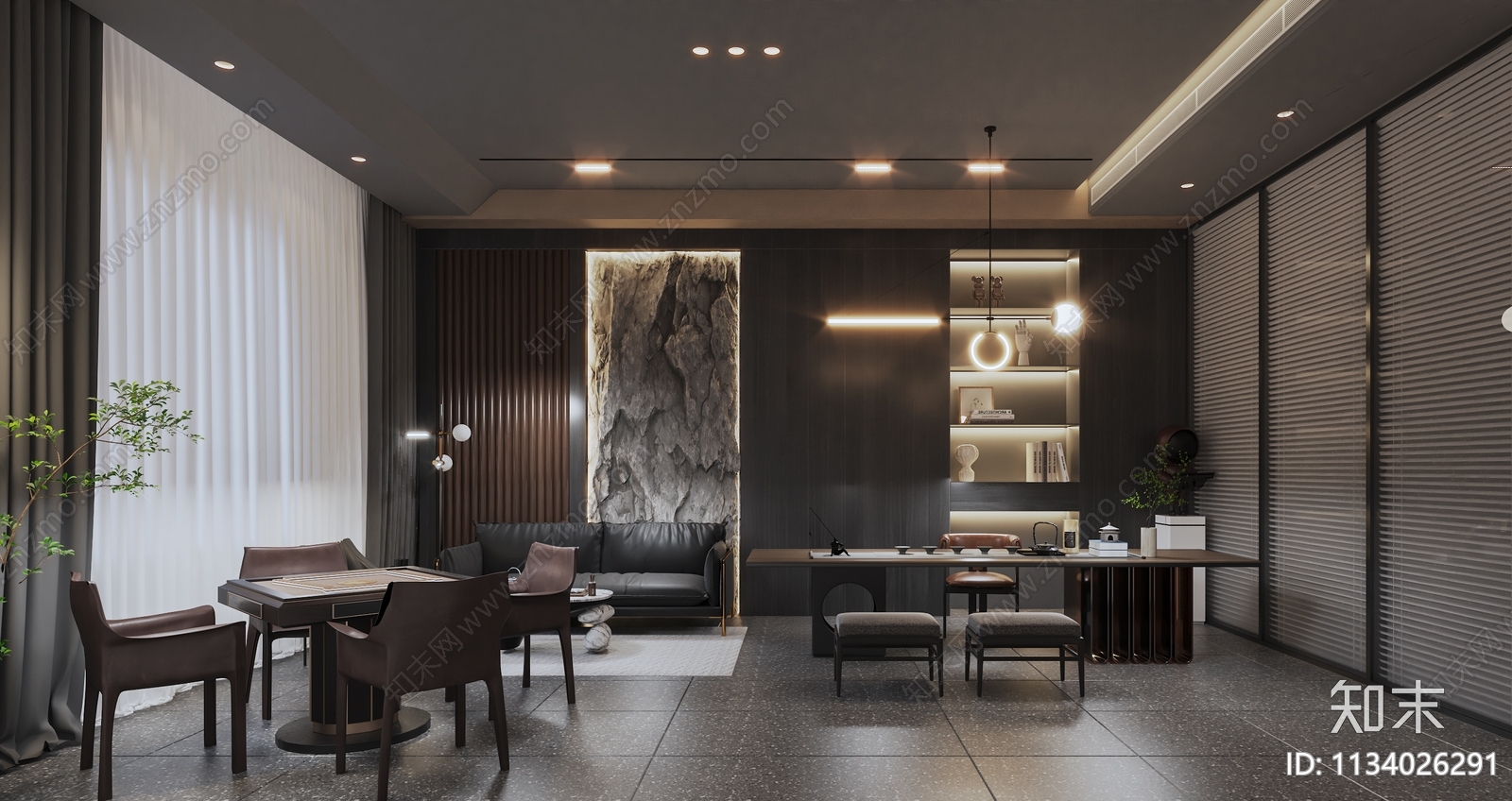现代酒店餐厅3D模型下载【ID:1222000430】