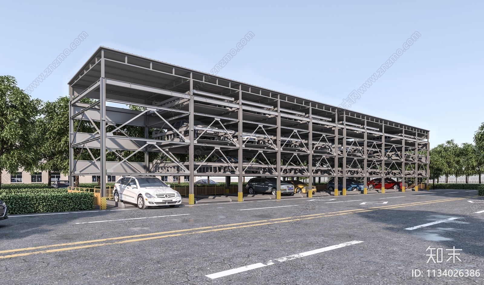 现代户外停车场3D模型下载【ID:1134026386】