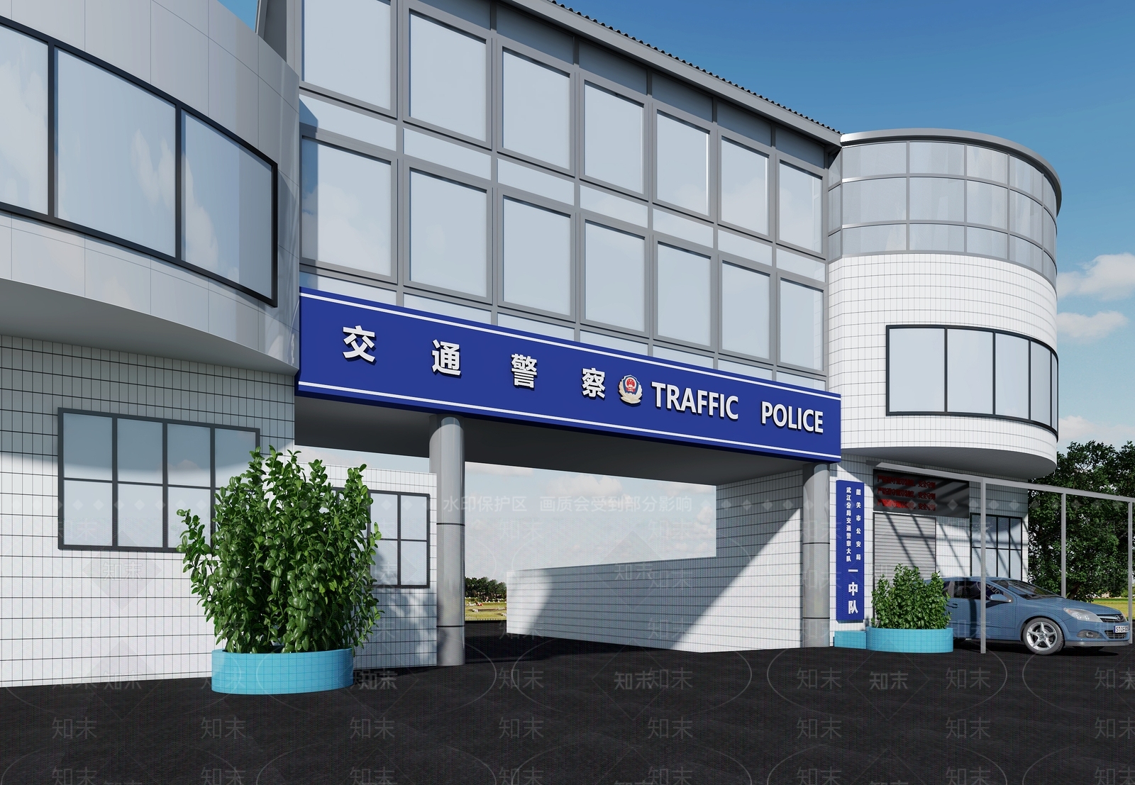 现代警察局3D模型下载【ID:1134030410】