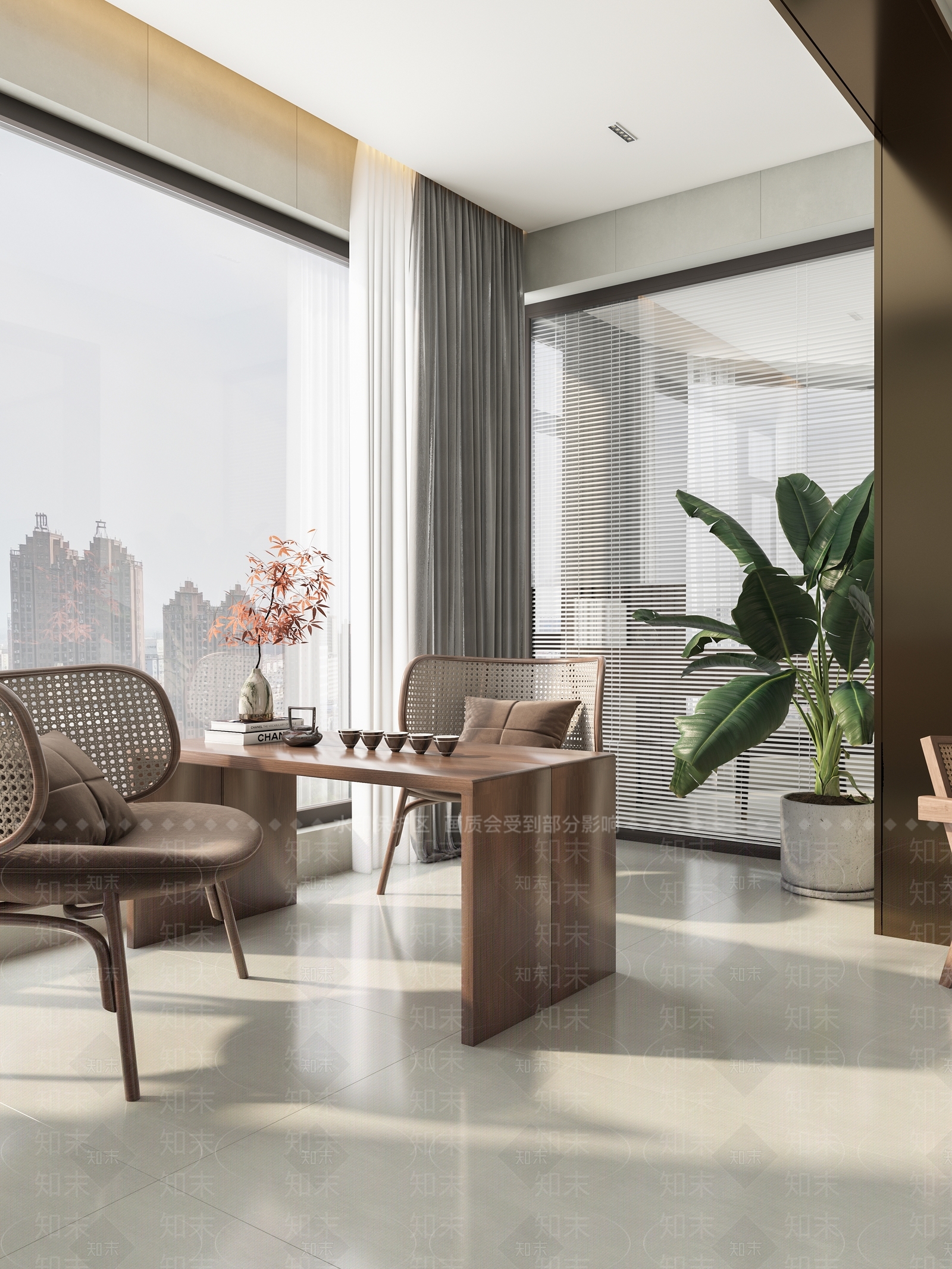 新中式家居阳台3D模型下载【ID:1134036927】