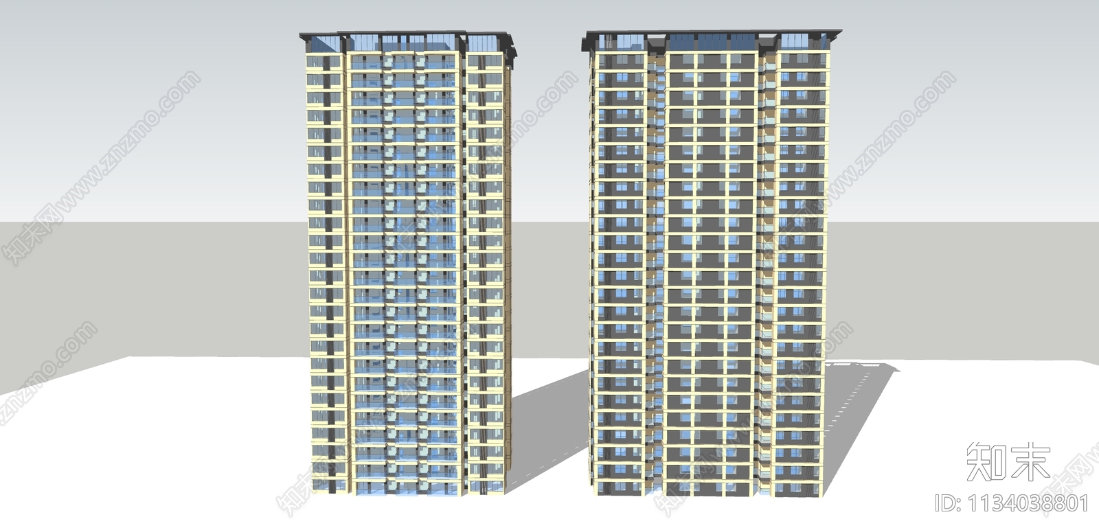 现代高层住宅SU模型下载【ID:1134038801】