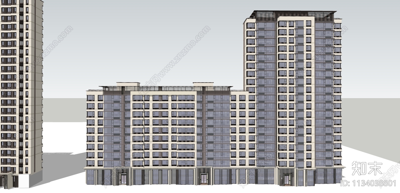 现代高层住宅SU模型下载【ID:1134038801】