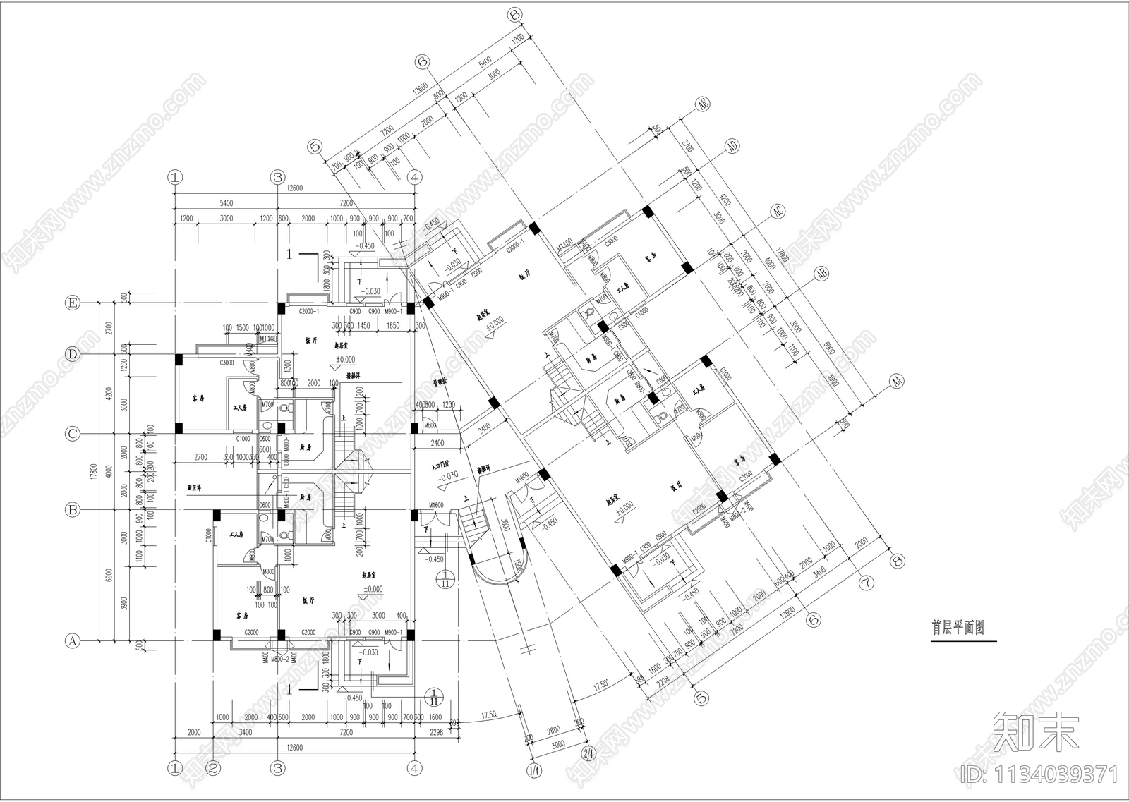 六层复式公寓楼建筑cad施工图下载【ID:1134039371】