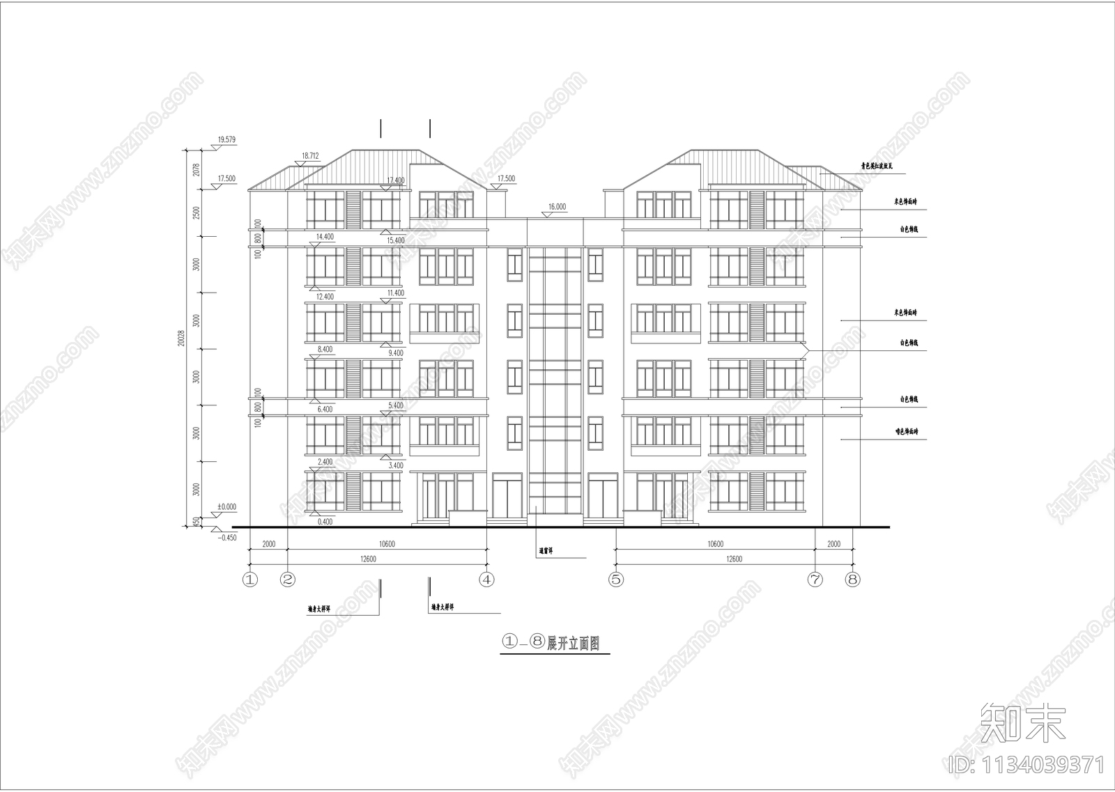 六层复式公寓楼建筑cad施工图下载【ID:1134039371】