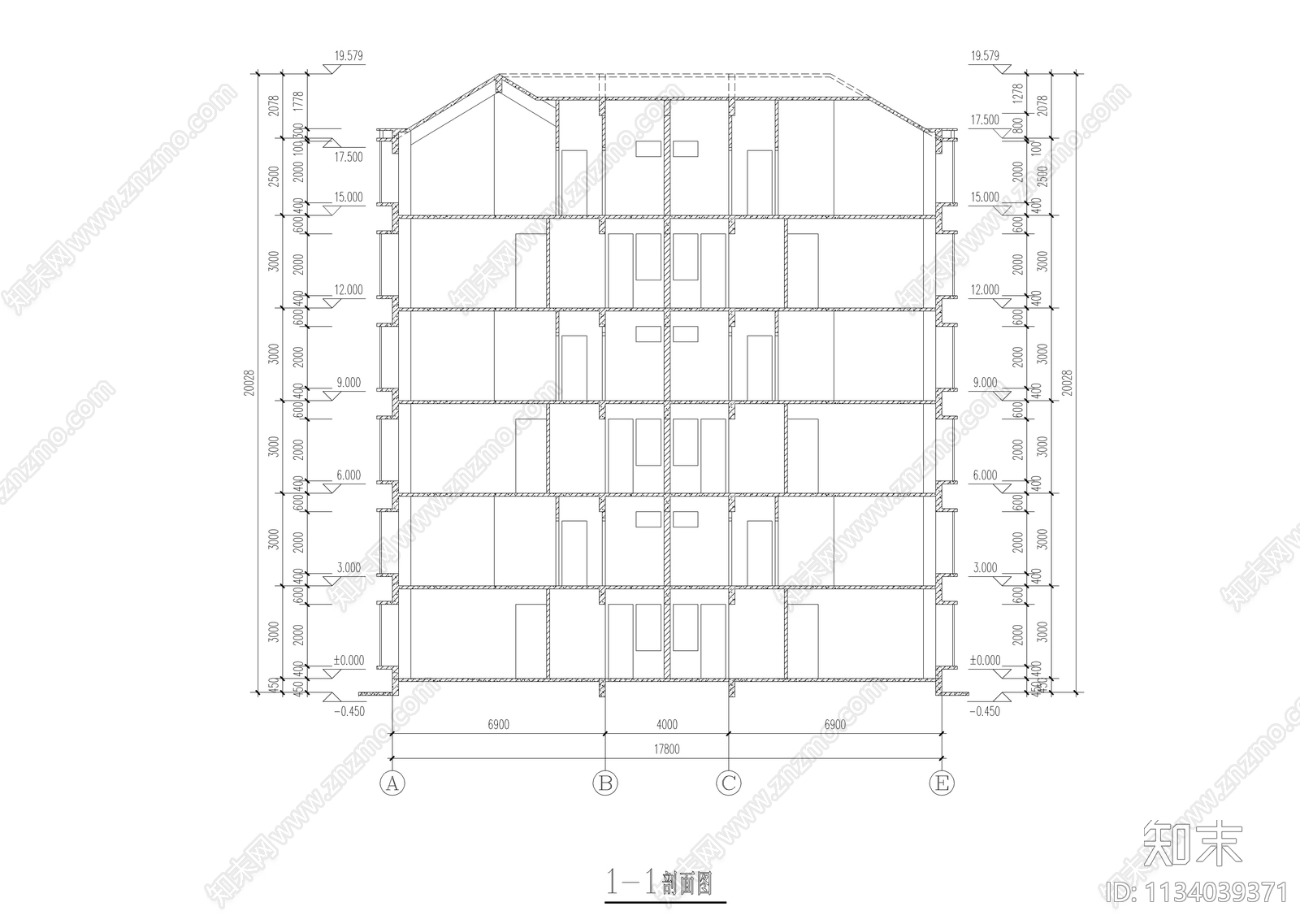 六层复式公寓楼建筑cad施工图下载【ID:1134039371】