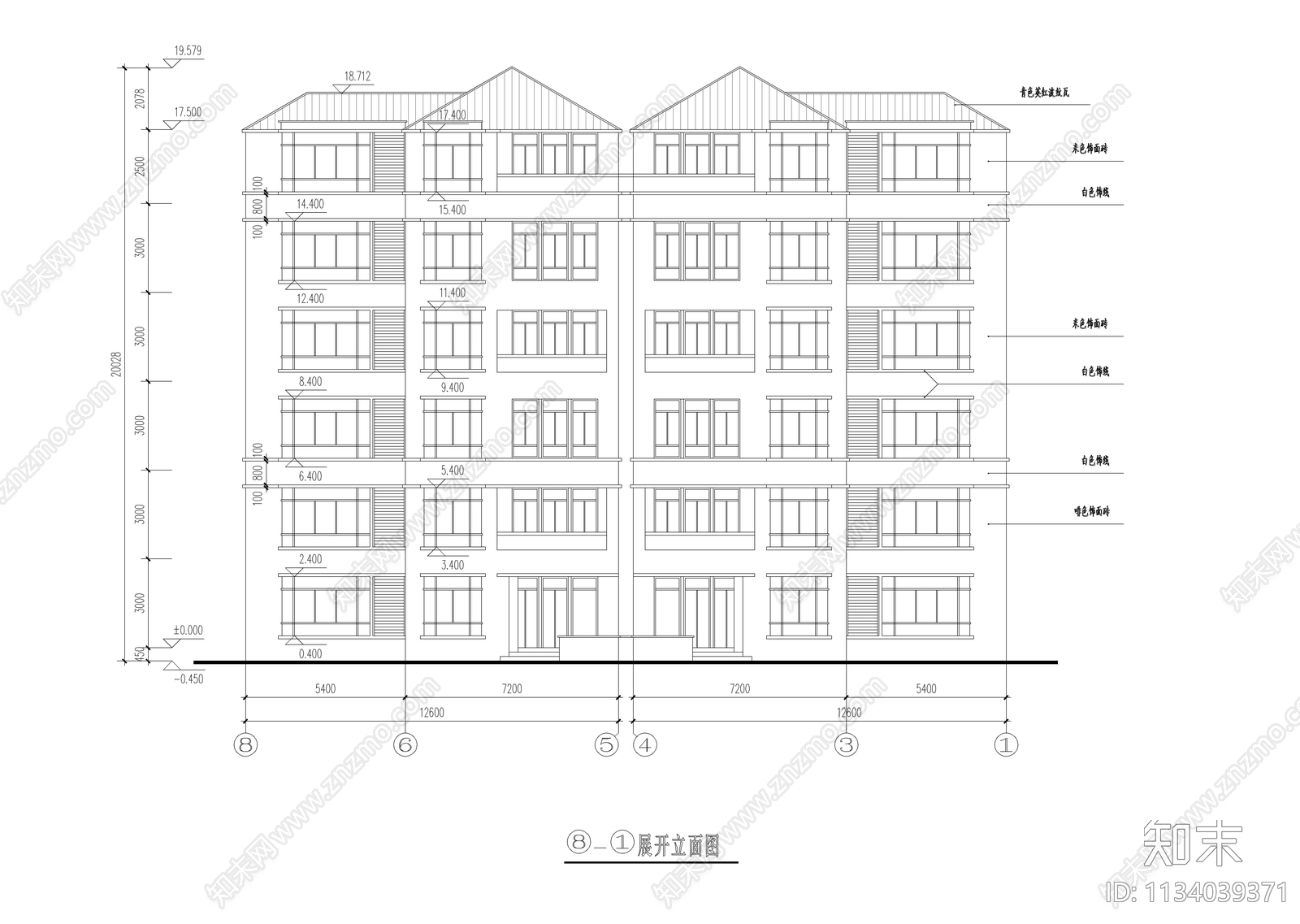 六层复式公寓楼建筑cad施工图下载【ID:1134039371】