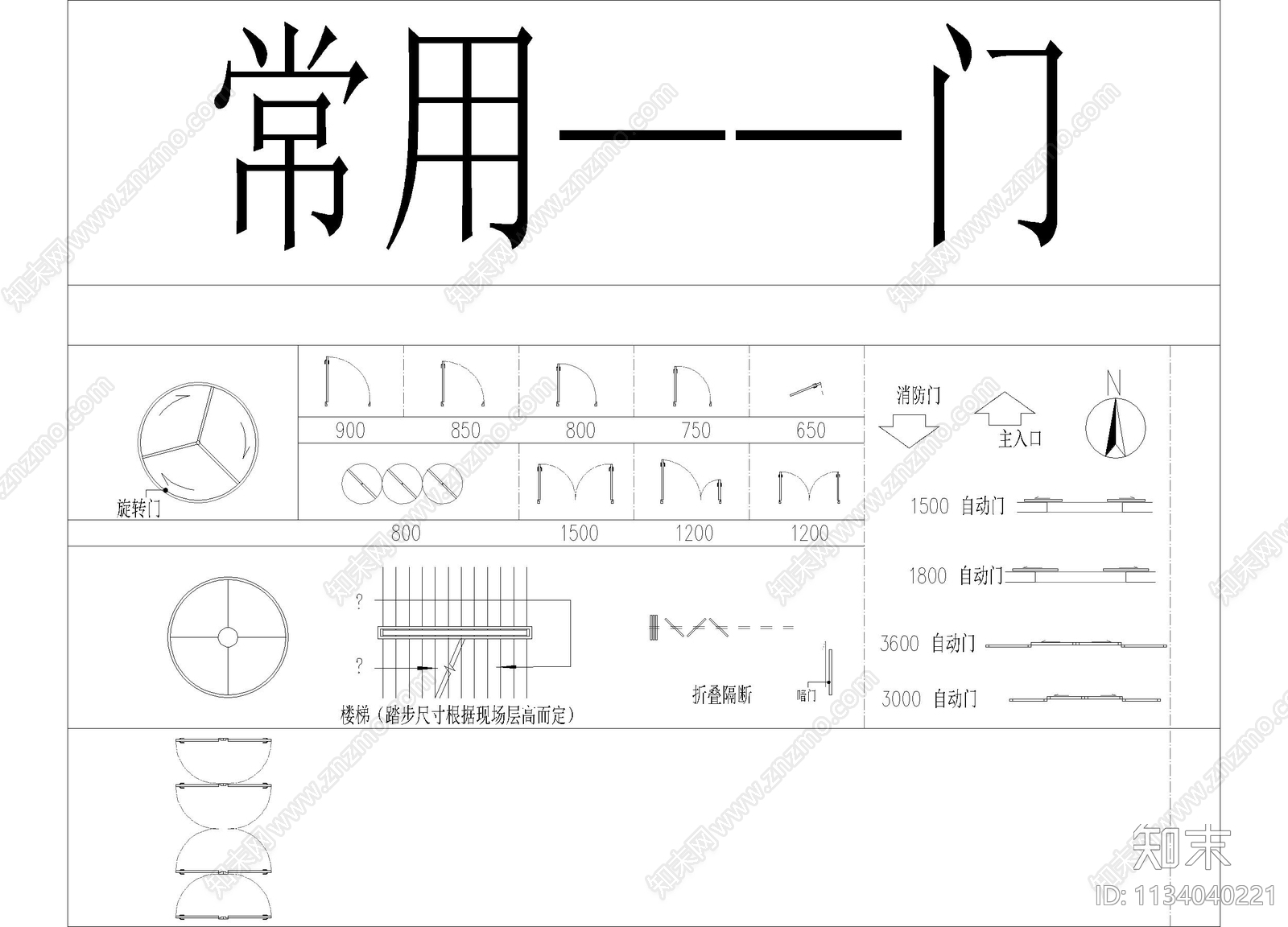 常用门合集cad施工图下载【ID:1134040221】