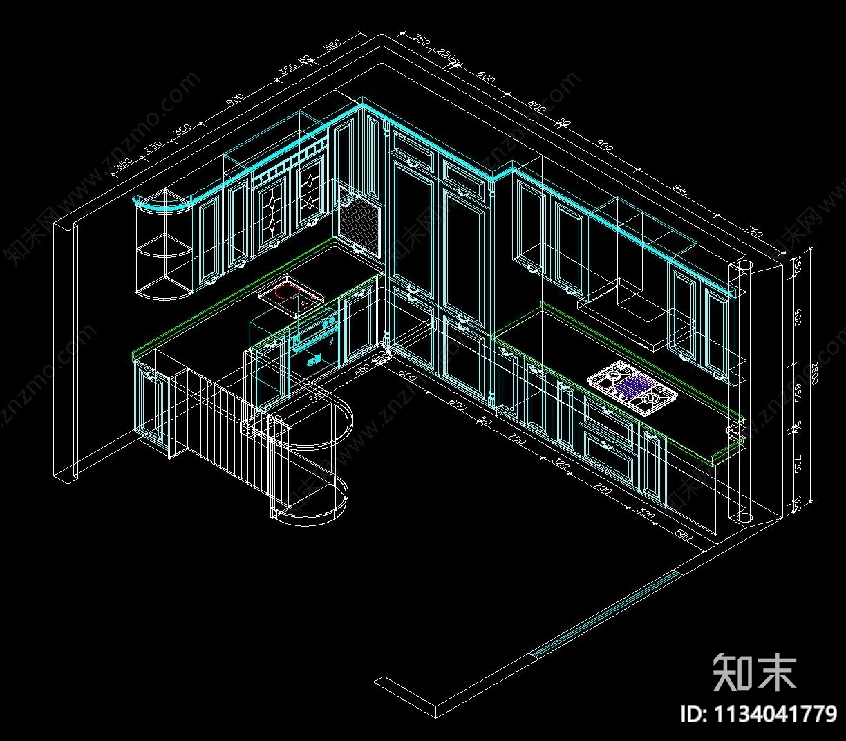 橱柜三维图施工图下载【ID:1134041779】