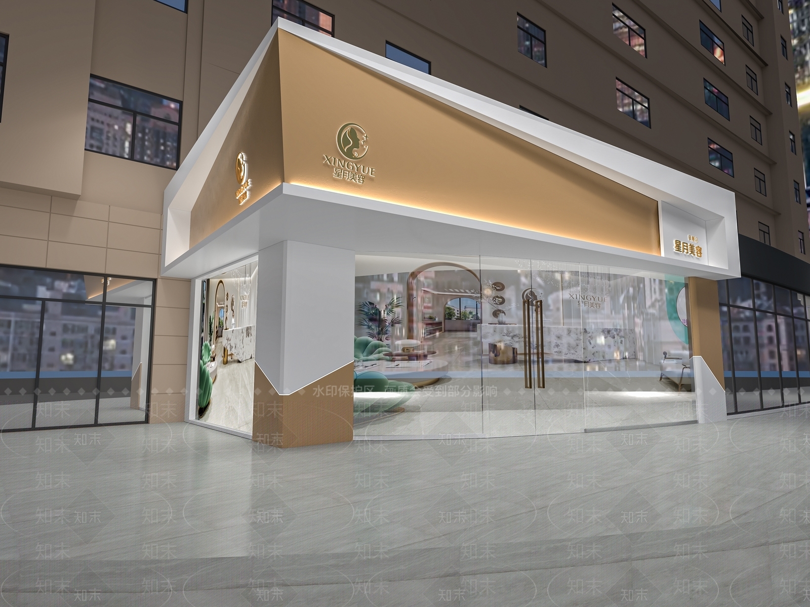 现代美容院门头店面3D模型下载【ID:1134045263】