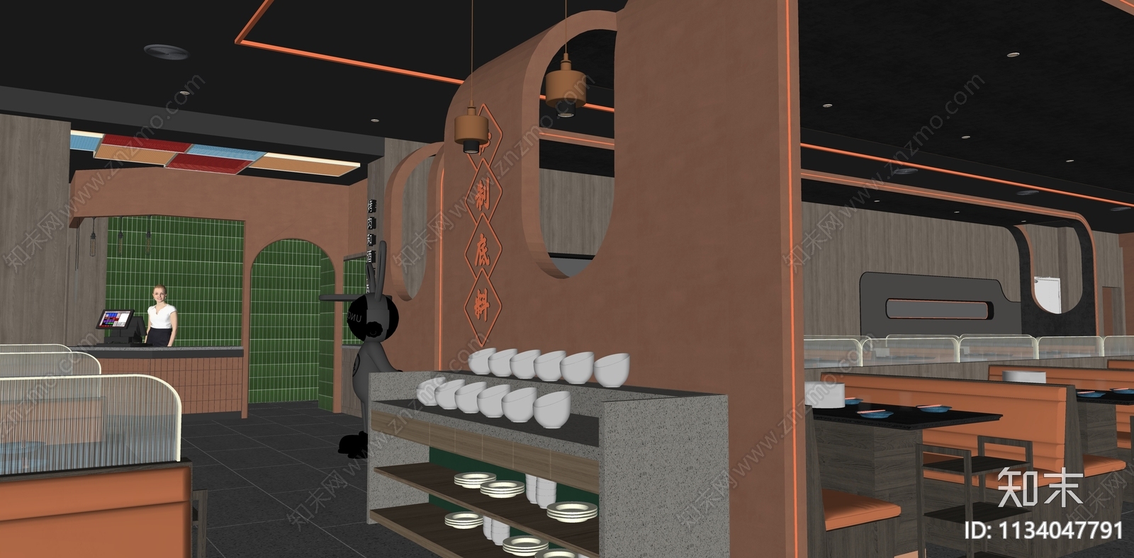 现代烤肉店烧烤店SU模型下载【ID:1134047791】