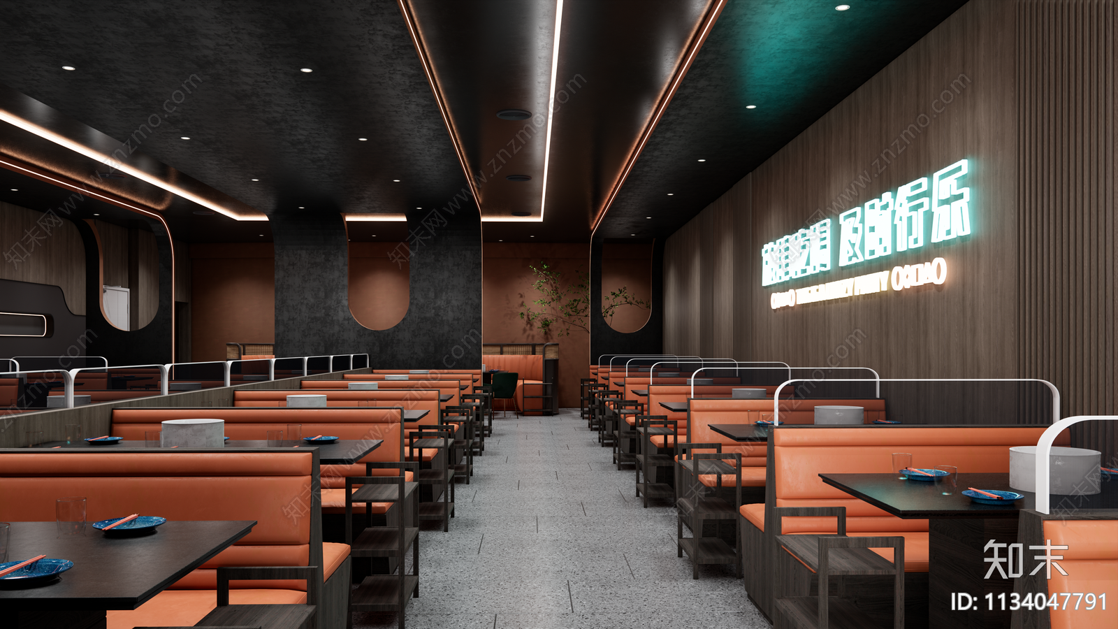 现代烤肉店烧烤店SU模型下载【ID:1134047791】