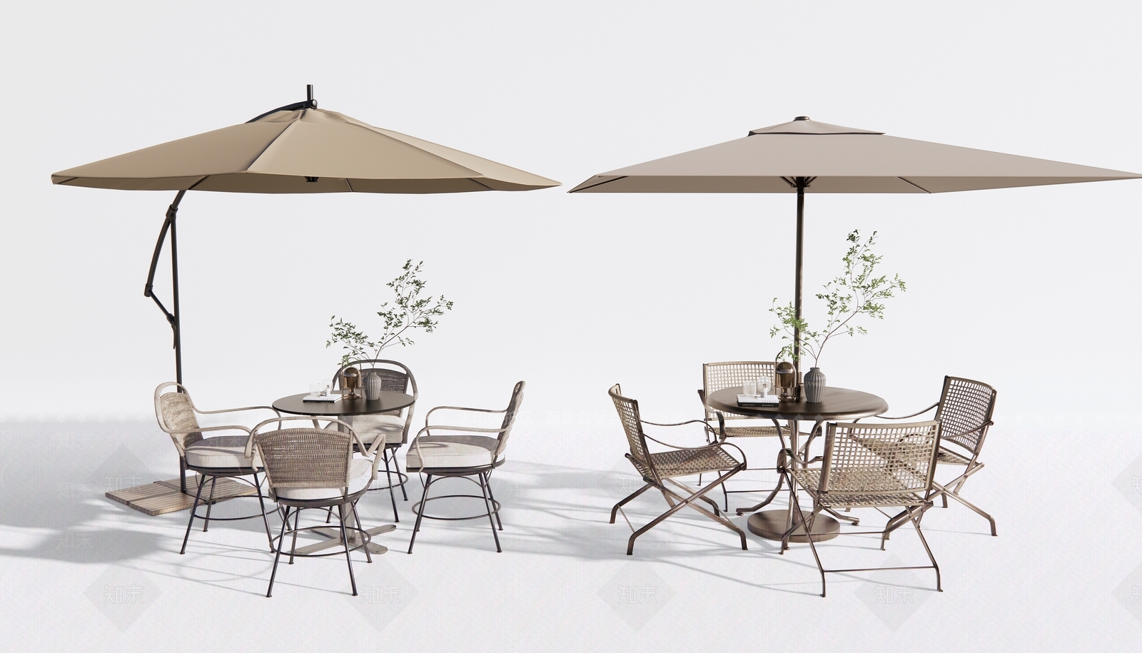 现代户外铁艺休闲桌椅组合3D模型下载【ID:1134048466】