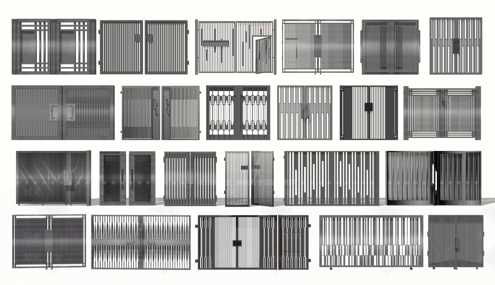 现代庭院铁艺大门SU模型下载【ID:1134187827】